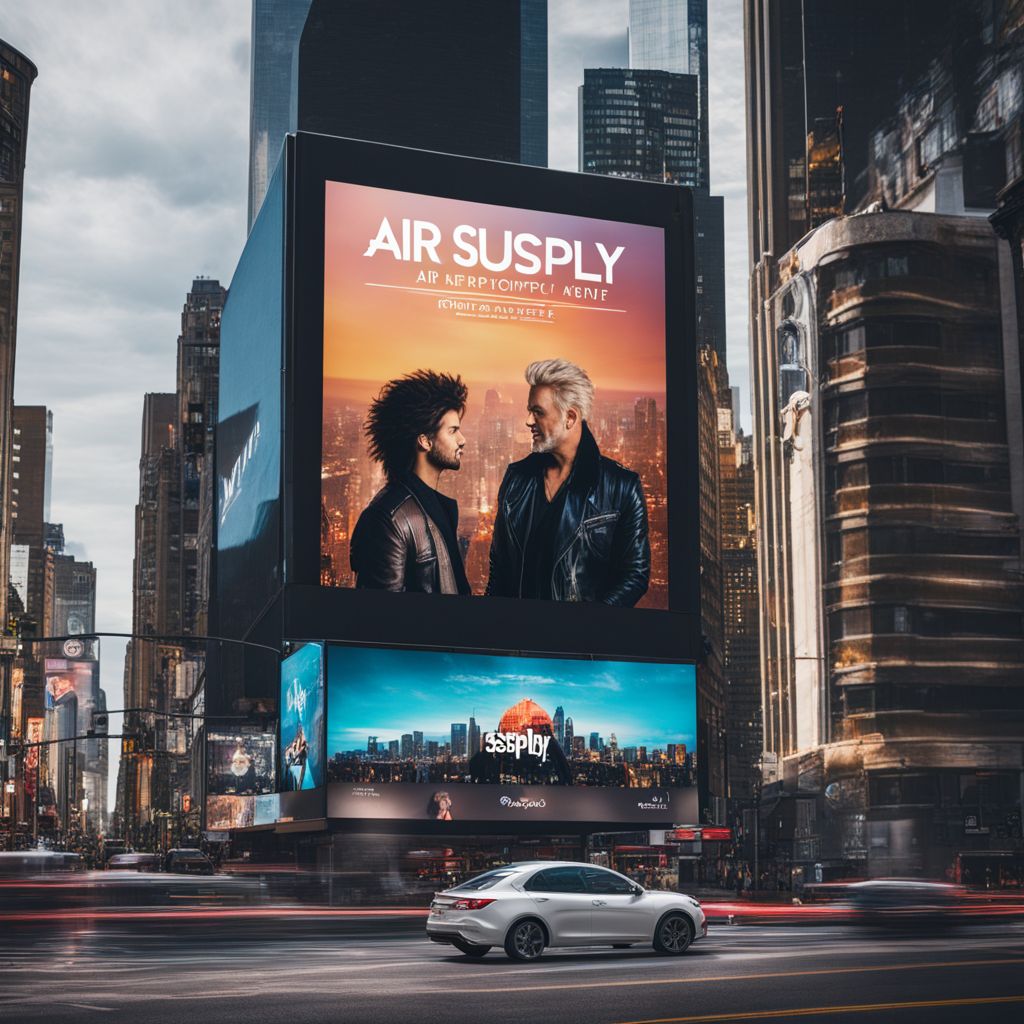 A billboard in a city featuring Air Supply's latest album.