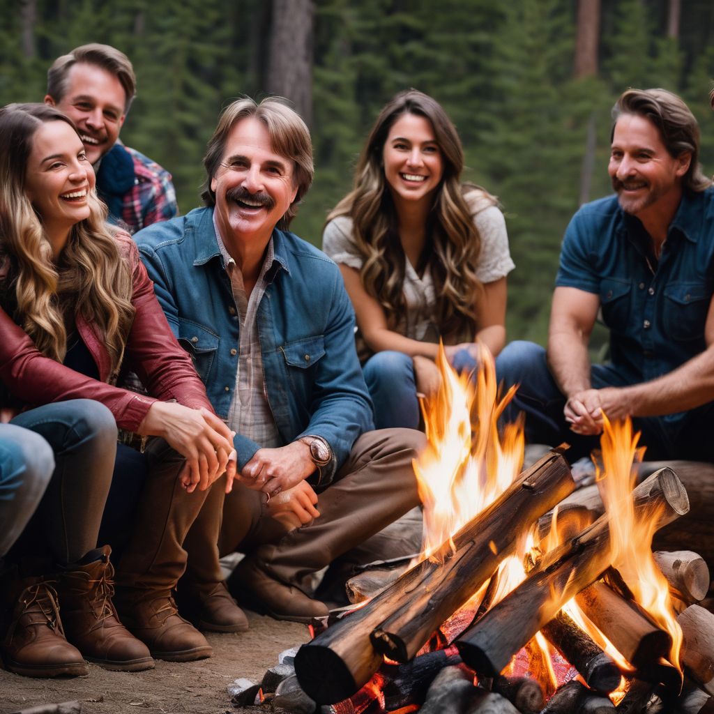 Jeff Foxworthy enjoying a night by the campfire with friends.
