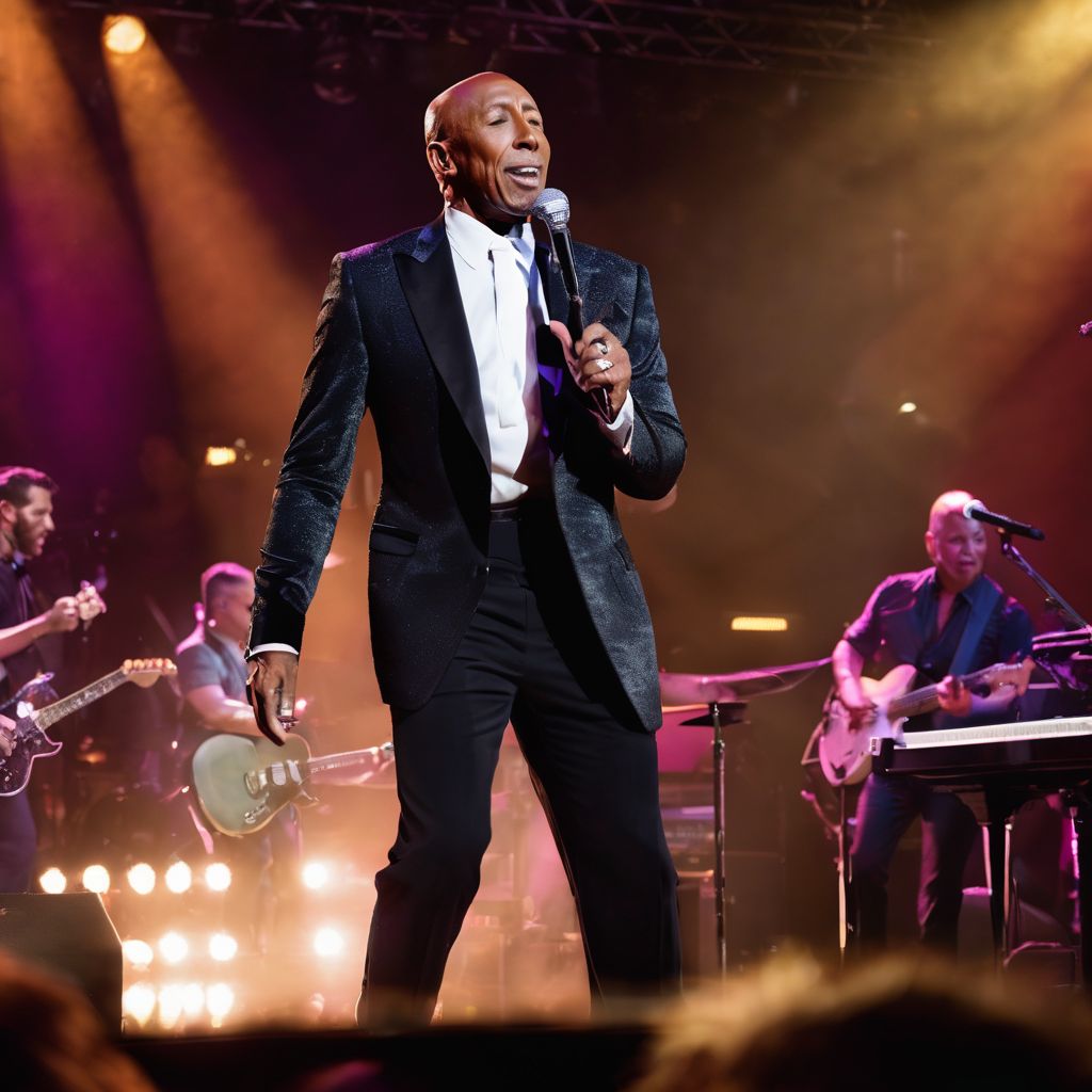 Jeffrey Osborne performing live at a packed concert with vibrant atmosphere.