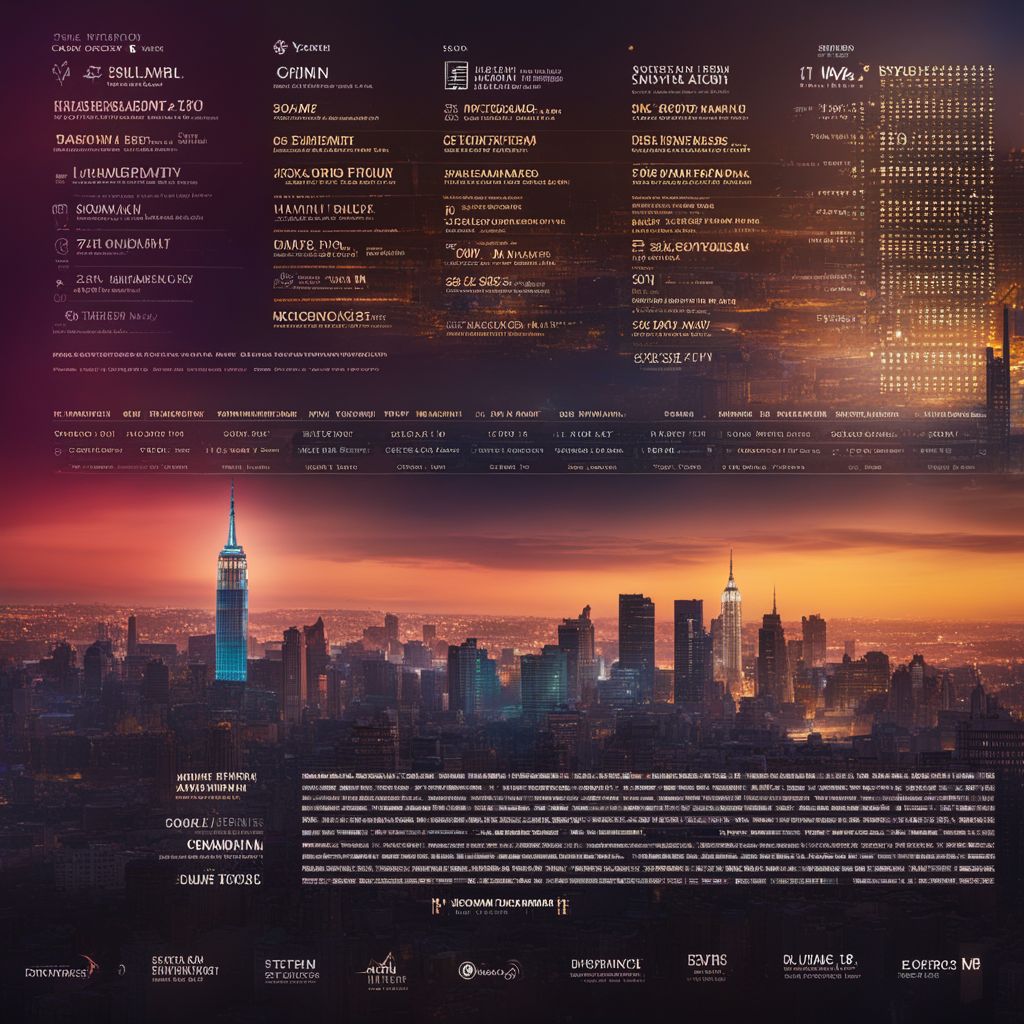 A concert tour schedule poster with city landmarks in the background.