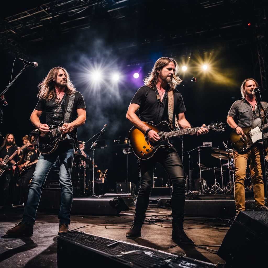 Lukas Nelson and Promise of the Real performing at a music festival.