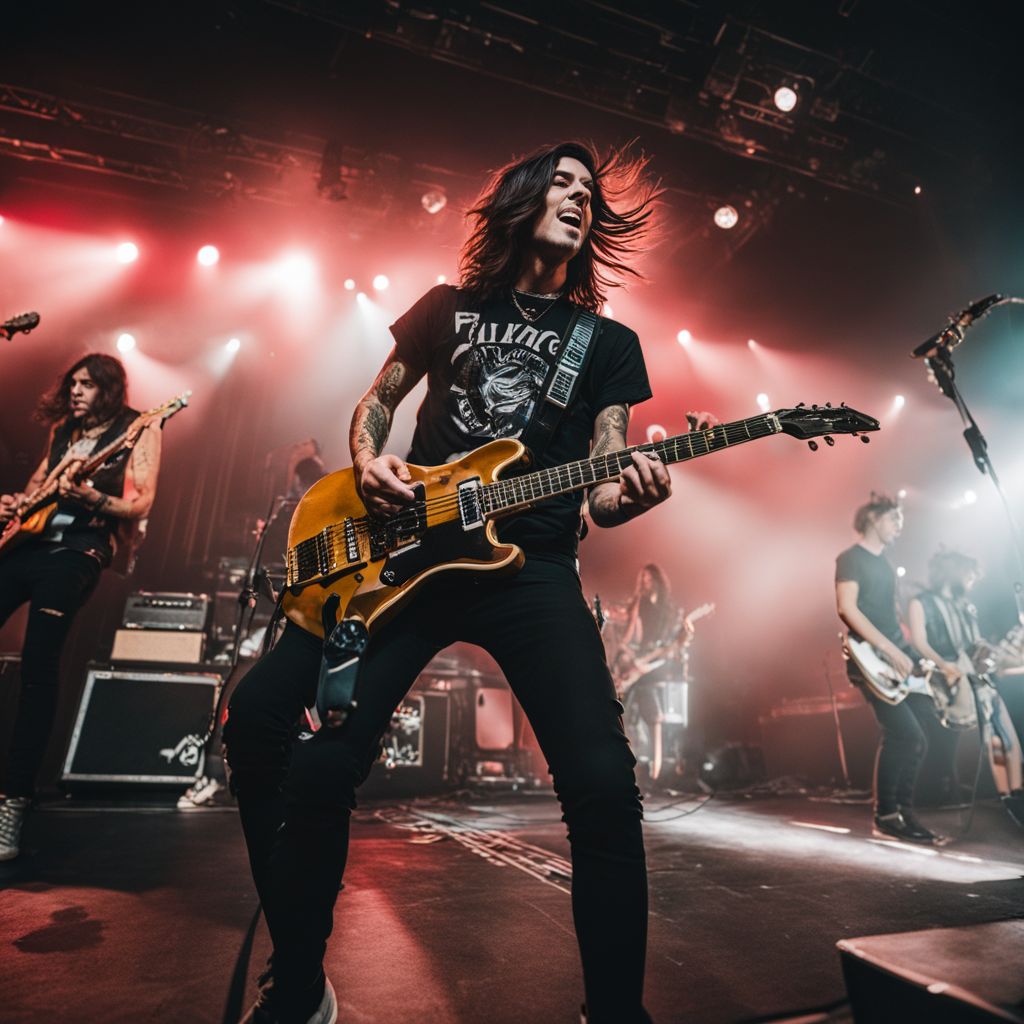 Pierce the Veil performing live with an energetic crowd.