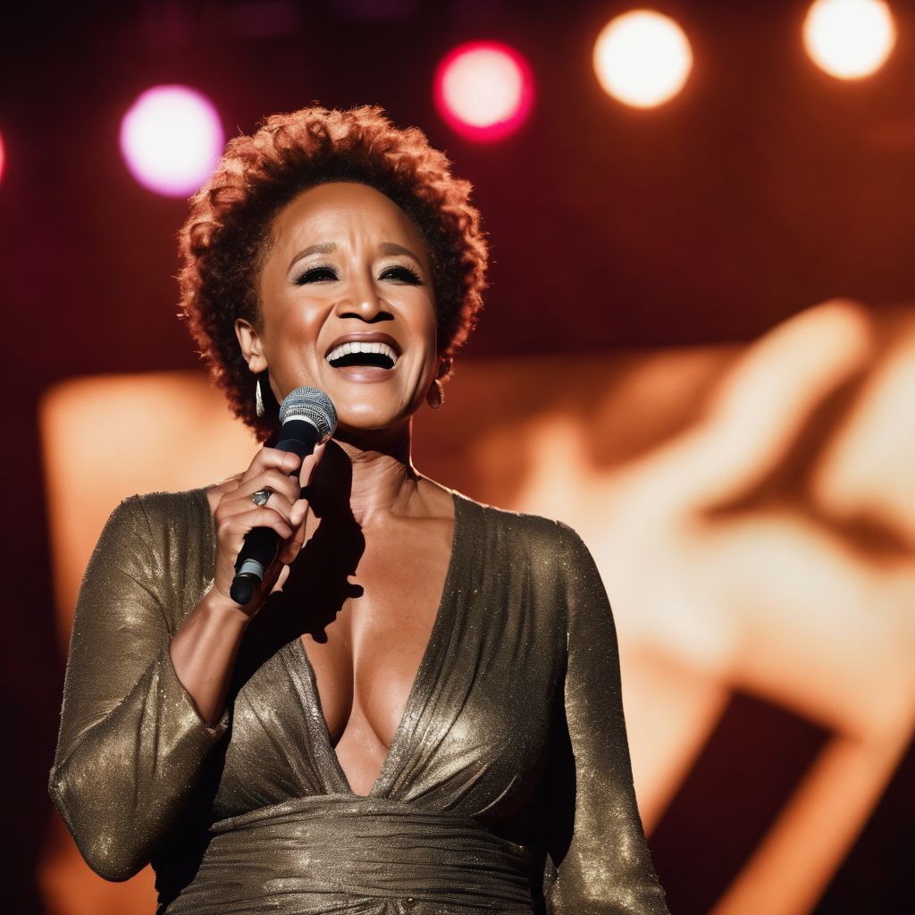 Wanda Sykes performing live on stage in front of a lively audience.