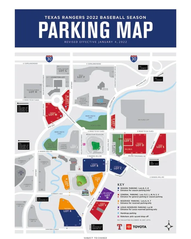 Texas Rangers Parking Map