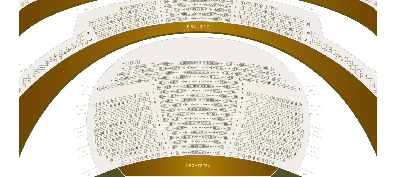 Orchestra seating map at the David H. Koch Theater